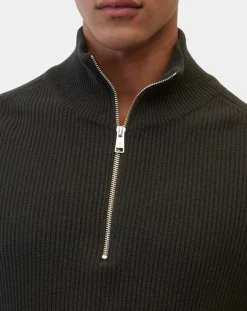 Pull en Coton & Laine côtelé marron foncé