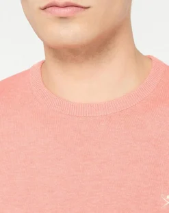 Pull en Coton & Soie col rond rose moyen