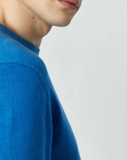 Pull en Coton & Soie col rond bleu vif
