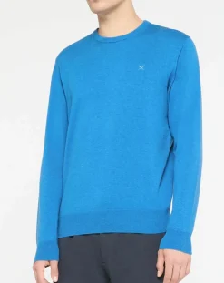 Pull en Coton & Soie col rond bleu vif
