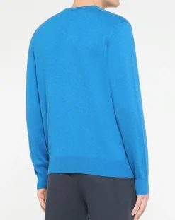 Pull en Coton & Soie col rond bleu vif