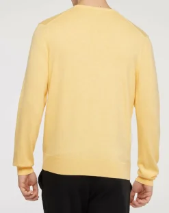 Pull en Coton & Soie col V jaune