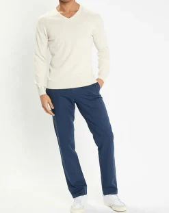 Pull en Coton & Soie col V écru chiné