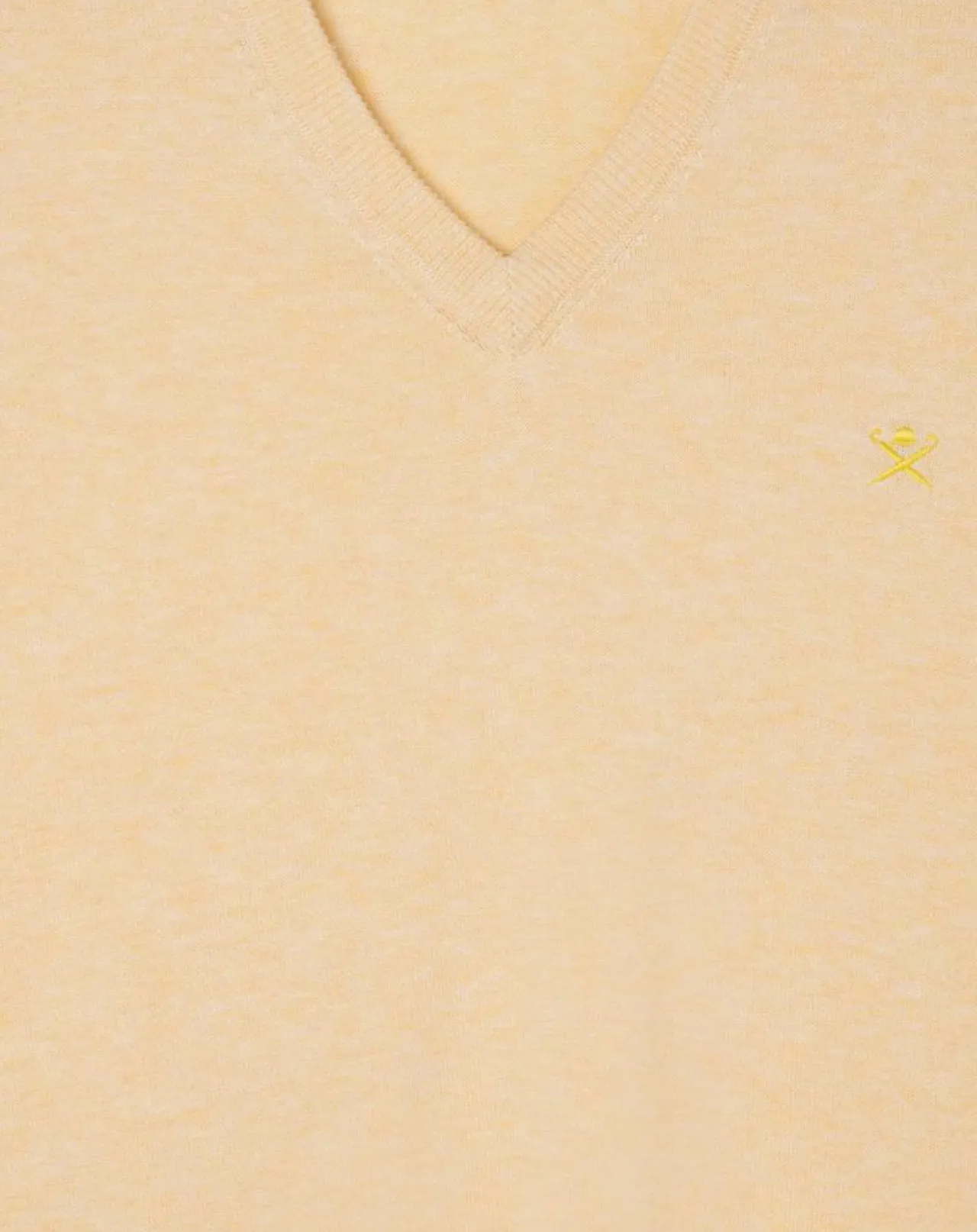 Pull en Coton & Soie col V jaune chiné