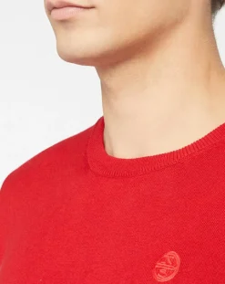 Pull en Coton Bio & Laine col rond rouge