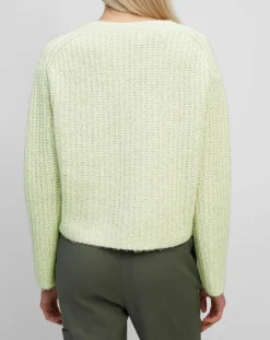 Pull en Coton, Laine & Alpaga mélangés Mouline vert clair