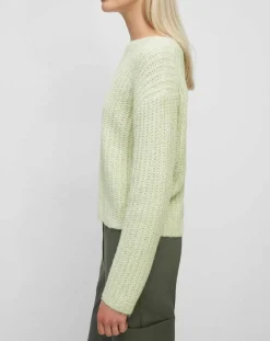 Pull en Coton, Laine & Alpaga mélangés Mouline vert clair