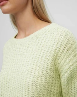 Pull en Coton, Laine & Alpaga mélangés Mouline vert clair