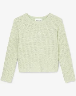 Pull en Coton, Laine & Alpaga mélangés Mouline vert clair