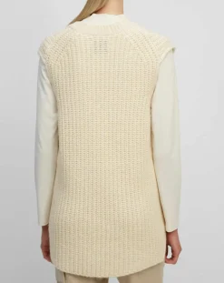 Pull en Coton, Laine & Alpaga mélangés sans manches écru