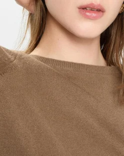 Pull en Coton, Laine & Alpaga mélangés Basique marron