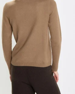 Pull en Coton, Laine & Alpaga mélangés Basique marron