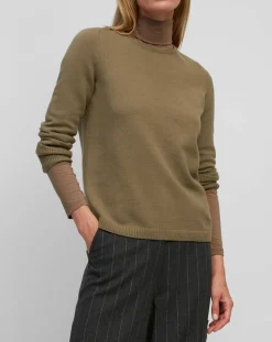 Pull en Coton, Laine & Alpaga mélangés Basique marron