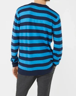 Pull en Coton, Laine & Cachemire Warren bleu