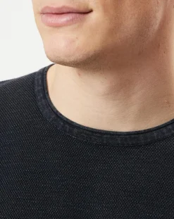 Pull en coton piqué bleu nuit