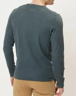 Pull en coton piqué kaki