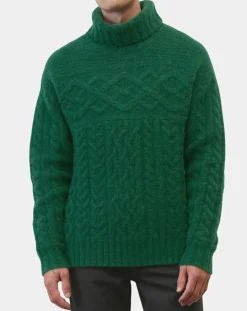 Pull en Laine & Alpaga mélangés torsadé vert