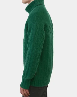 Pull en Laine & Alpaga mélangés torsadé vert