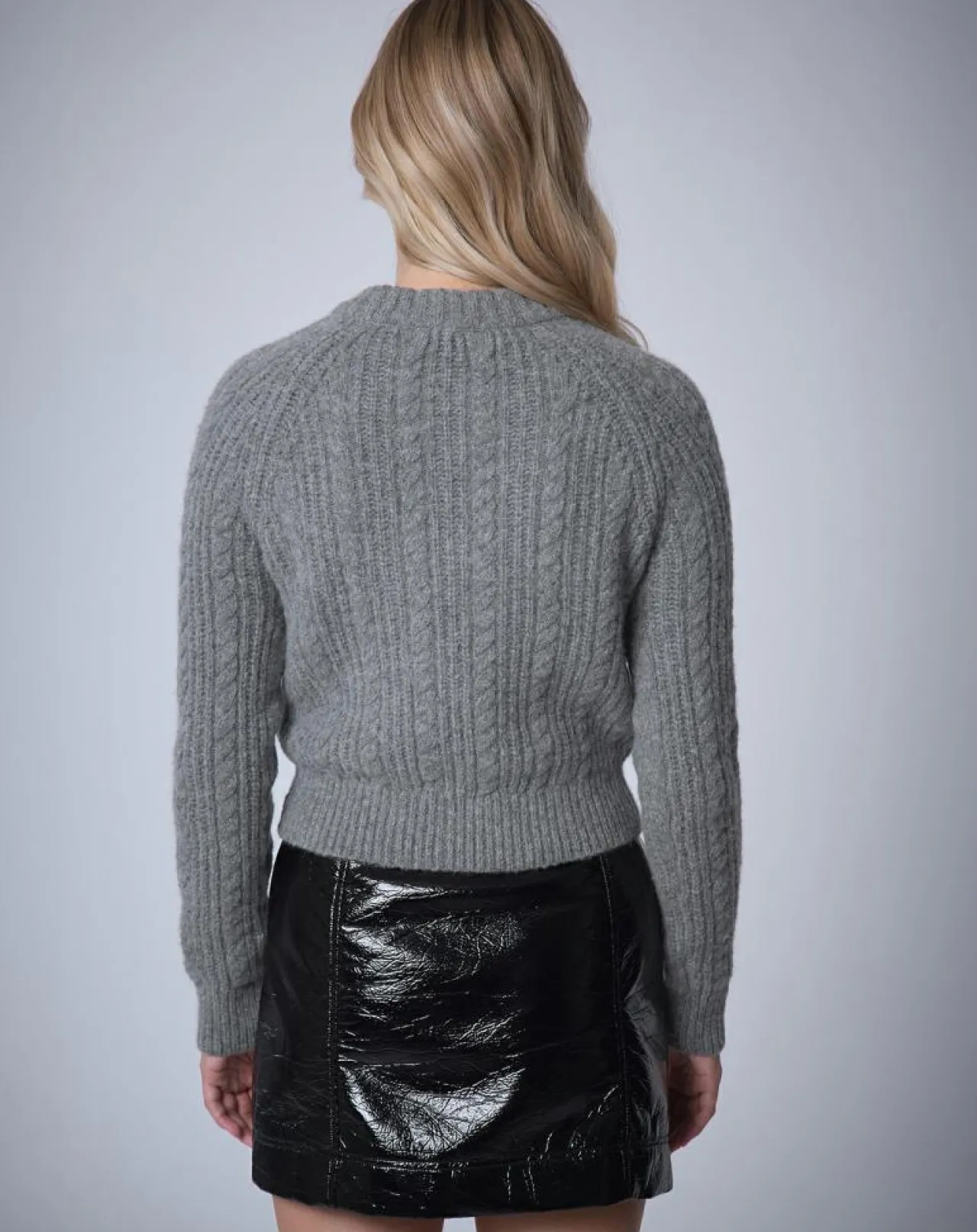 Pull en Laine & Alpaga mélangés Torsade gris