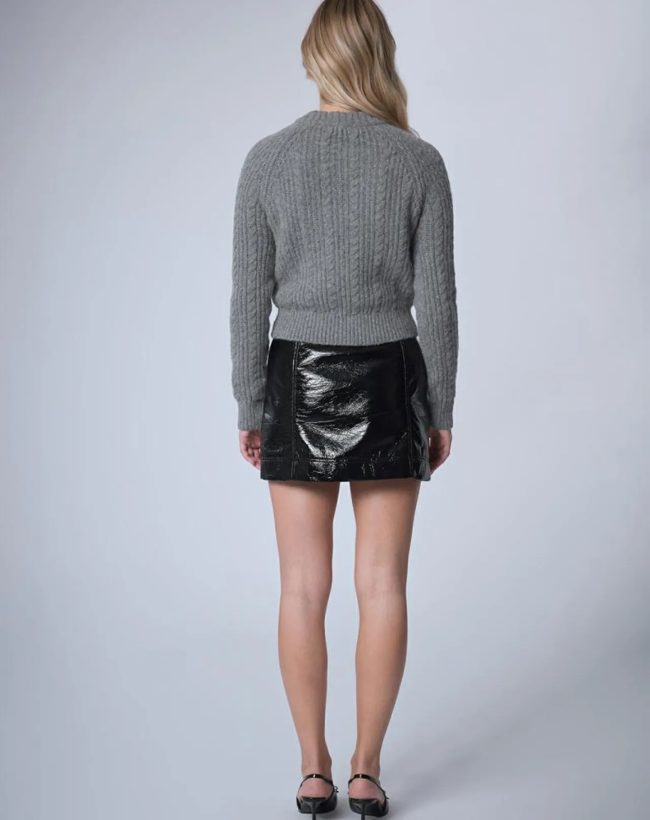 Pull en Laine & Alpaga mélangés Torsade gris