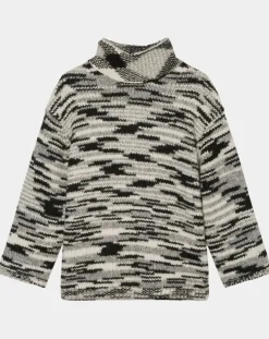 Pull en Laine & Alpaga mélangés noir/gris