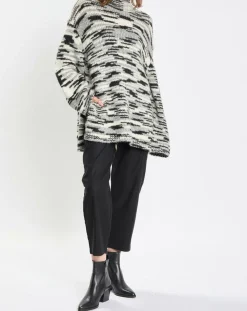 Pull en Laine & Alpaga mélangés noir/gris