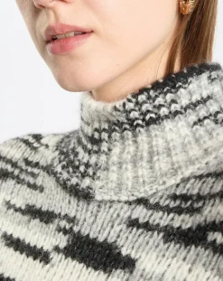 Pull en Laine & Alpaga mélangés noir/gris