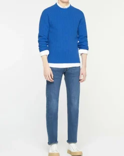 Pull en Laine & Cachemire Noterond col rond bleu