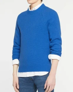 Pull en Laine & Cachemire Noterond col rond bleu