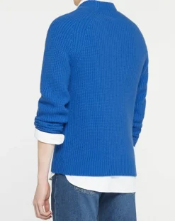 Pull en Laine & Cachemire Noterond col rond bleu