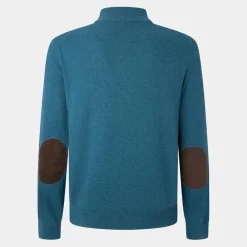 Pull en Laine & Cachemire mélangés 1/2 zip bleu clair