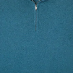 Pull en Laine & Cachemire mélangés 1/2 zip bleu clair
