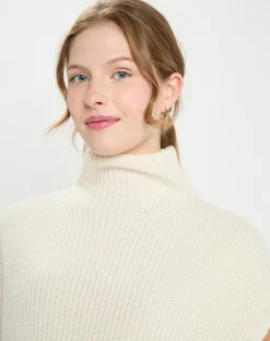 Pull en Laine & Cachemire col montant Shanghai écru