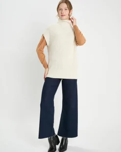 Pull en Laine & Cachemire col montant Shanghai écru