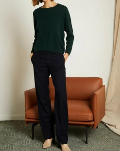 Pull en Laine & Cachemire Clémence Col rond vert foret