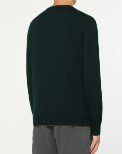 Pull en Laine & Cachemire mélangés col rond kaki