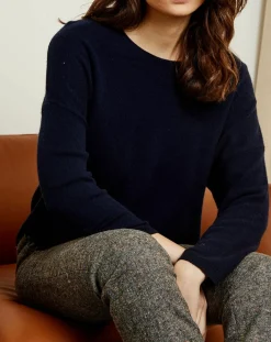 Pull en Laine & Cachemire Clémence Col rond bleu marine