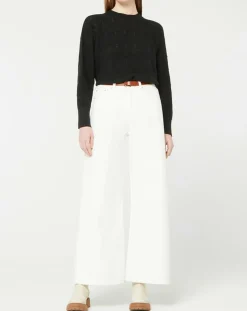 Pull en Laine & Cachemire Foug ajouré col rond noir