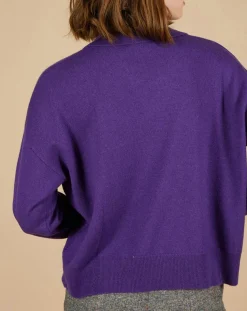 Pull en Laine & Cachemire Paloma col polo aubergine
