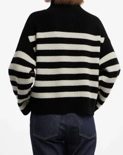 Pull en Laine & Cachemire Sydney rayure noir