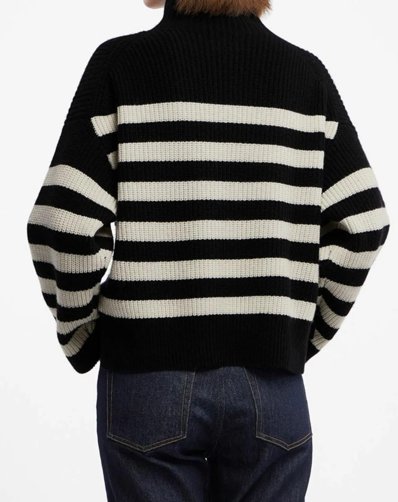 Pull en Laine & Cachemire Sydney rayure noir