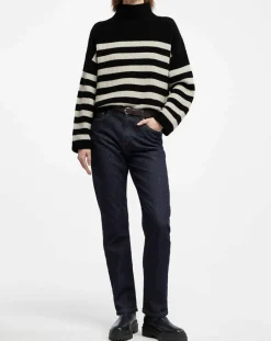 Pull en Laine & Cachemire Sydney rayure noir