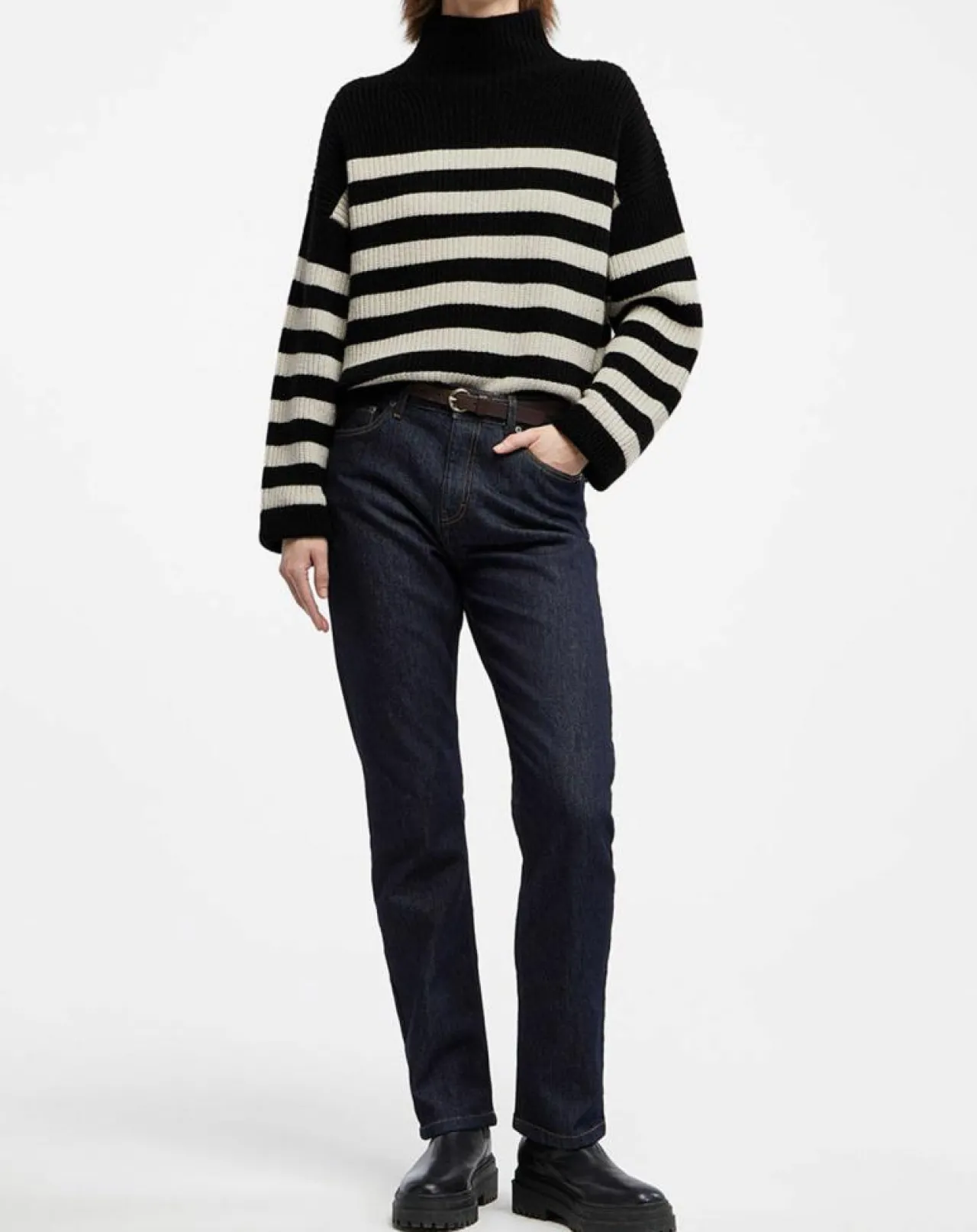 Pull en Laine & Cachemire Sydney rayure noir