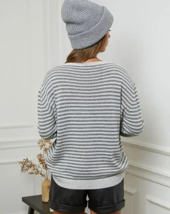 Pull en Laine & Cachemire mélangés Grunge gris