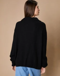 Pull en Laine & Cachemire mélangés Maia 1/2 zip noir