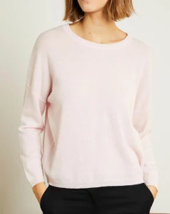 Pull en Laine & Cachemire Clémence Col rond rose poudré