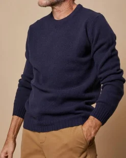 Pull en Laine & Cachemire Georges col rond bleu marine