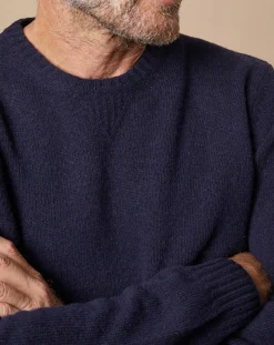 Pull en Laine & Cachemire Georges col rond bleu marine