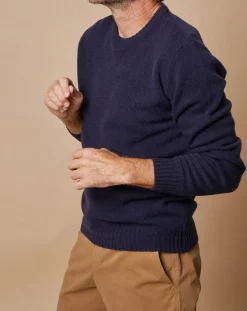 Pull en Laine & Cachemire Georges col rond bleu marine