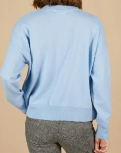 Pull en Laine & Cachemire Paloma col polo topaze